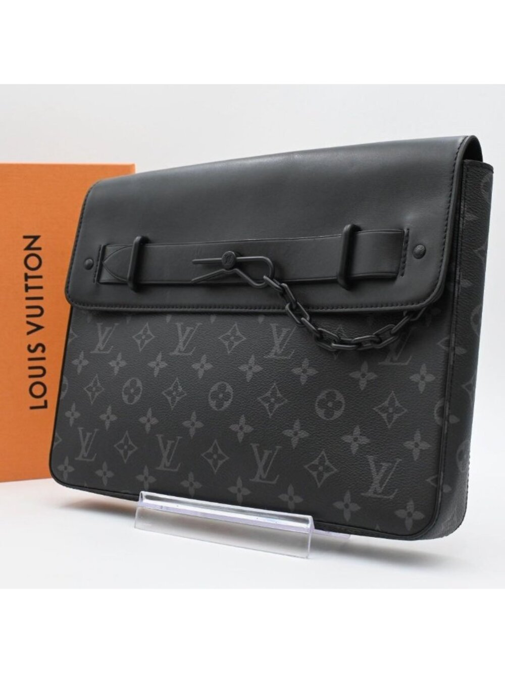 Louis Vuitton Eclipse Pochette Steamer Clutch Black